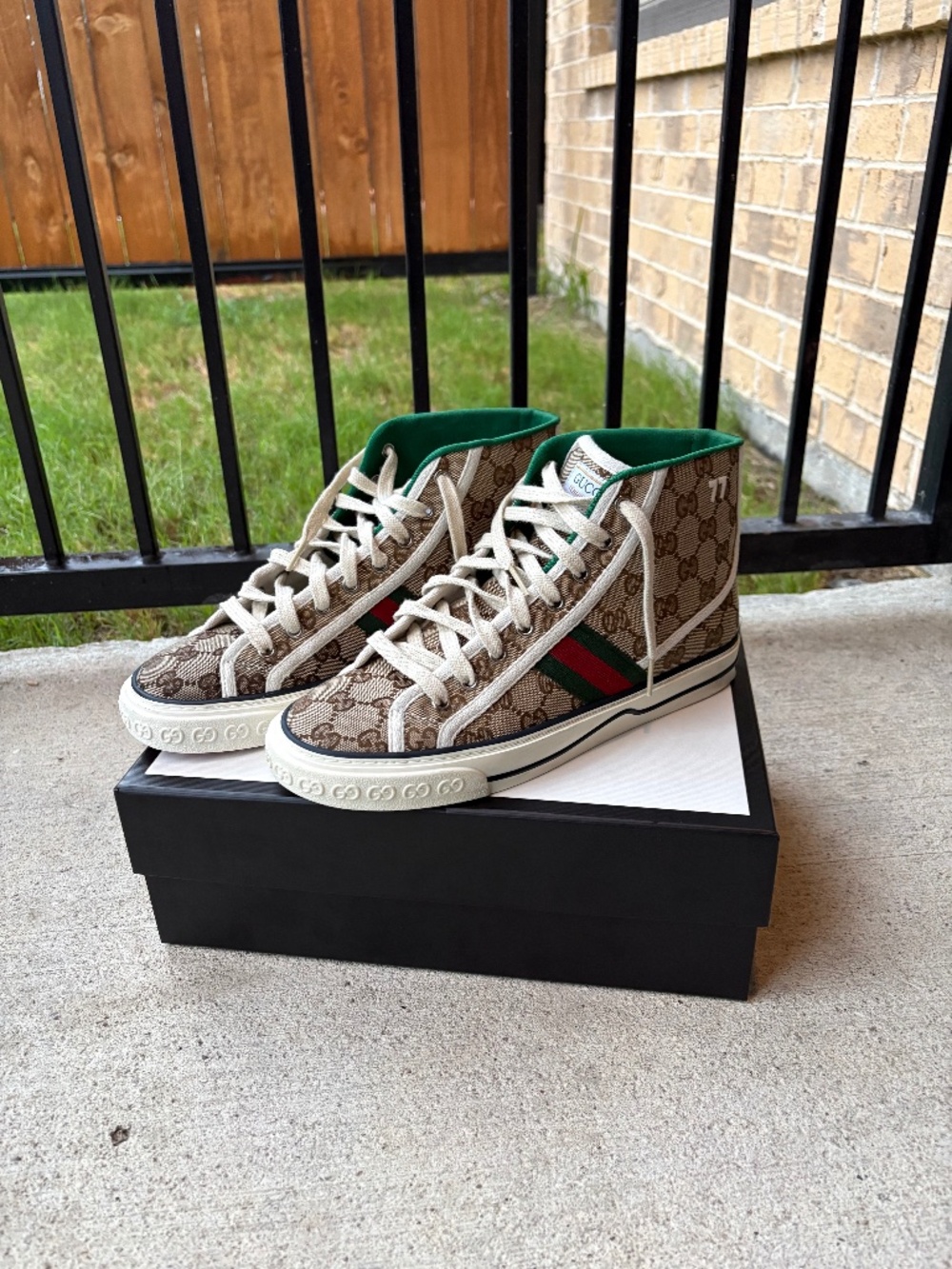 Gucci Tennis 1977 GG Canvas High Top Sneakers Size 39